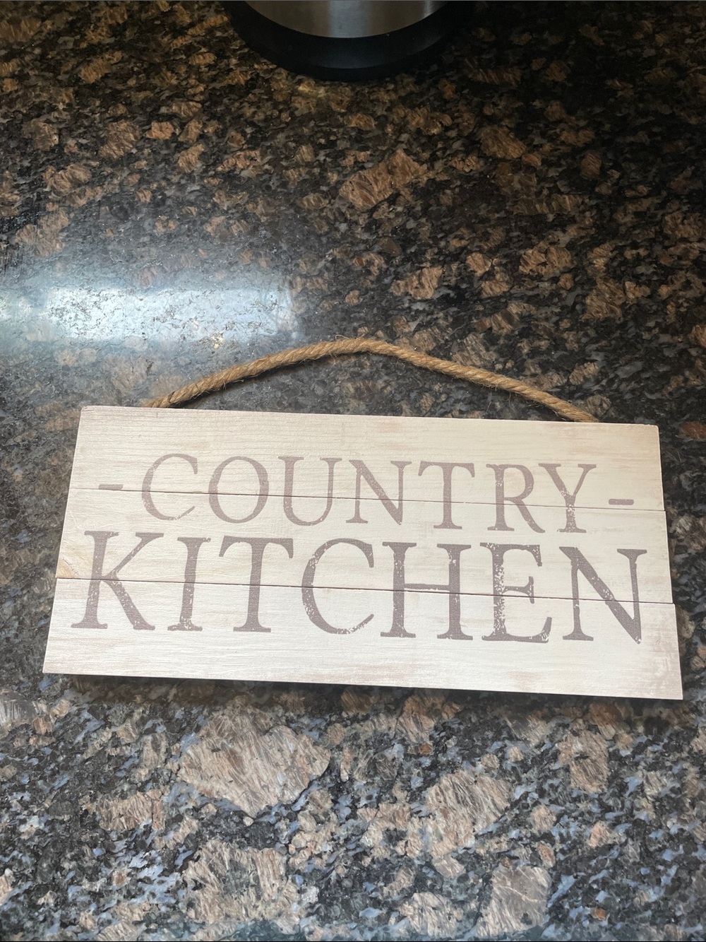 Country Kitchen Rustic Hanging Sign - Beige and Brown